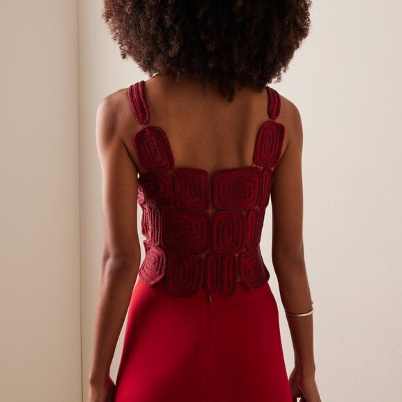 Cult Gaia Reia Beaded Woven Wool-Blend Top - Picture 2 of 3